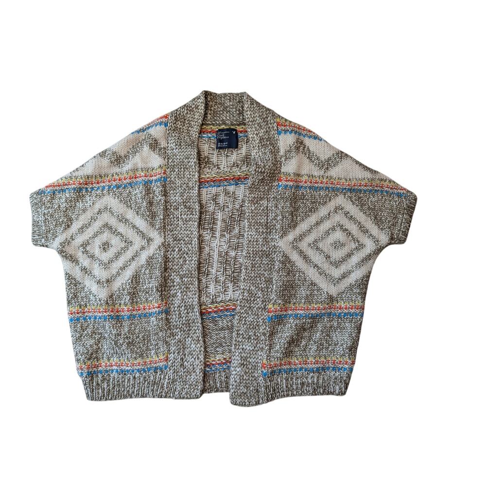 American Eagle Outfitters Open Front Cardigan Sweater Size XS/S Fair Isle Wool